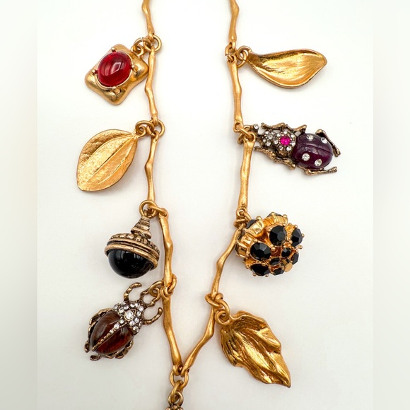 ✨ZARA✨ Gold-Tone Charm Necklace with Enamel Bugs and Leaves - Picture 5 of 8
